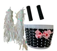 Children Bicycles Front Basket Handlebars Grip Streamers Bikes Handlebars Wicker Basket Decoration For Girl