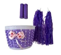 Children Bicycles Front Basket Replacement Bikes Handlebars Tassels Handle Grip Ornament for Kid Small Accessory Waterproof Plastic Woven Bikes Basket for Outdoor