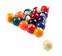 Children Billiards Table Balls Set Resin Small Pool Cue Full for Training Exercise Game Rooms Bars Sports Leisure with 7 Striped Solid Colored 1 Black Eight White Ball Smooth Strike Impact Scratch Res