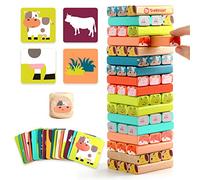Children Board Game 3 4 5 Year Old, Wooden Tumble Tower Stacking Toy