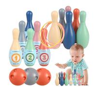 Children Bowling Game Set - 12 Pins 3 Balls 6 Rings Colorful Toy, Interactive Sports Plays Sets | Indoor Outdoor Bowling's Games for Kids Learning Fun Activities Trainings Practice Playtime