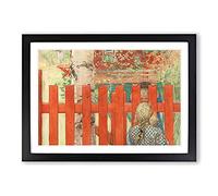 Children by The Fence by Carl Larsson Framed Print | A2 Black Framed Wall Art | Ready to Hang | Modern Nature Picture | Living Room Bedroom Lounge Office