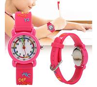 Children Cartoon Watch Cute Letter Pattern Time Recognition Tool for Kids, Eco-Friendly Material, Blue (#2)