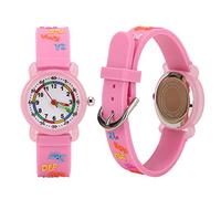 Children Cartoon Watch Cute Letter Pattern Wrist Watch Tool for Time Recognition Kid, Eco-Friendly PVC Pink/Blue/Rose Red (#1)