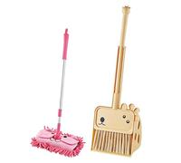 Children Cleaning Toys Set - Broom Mop Dustpan Educational Playset, Giraffe Design Pretend Housekeeping , Develop Responsibility Skills