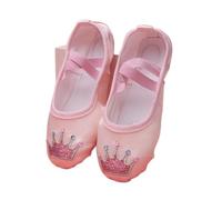 Children Dance Shoe Soft Sole Practicing Satin Embroidery Ballet Body Yoga Girl Indoor Gymnastics Shoes(Elizabeth Flesh,26)