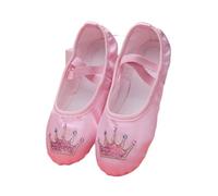 Children Dance Shoe Soft Sole Practicing Satin Embroidery Ballet Body Yoga Girl Indoor Gymnastics Shoes(Elizabeth Pink,32)