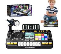Children DJ Mixer - Rechargeable Kids Piano Keyboard With Microphone, Portable Tabletop Music Mixer, Light Up Learning Toy | Creative Musical Instrument For Boys Girls Entertainment Home Gift