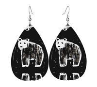 Children Drawing Bears Teardrop Earrings - Lightweight Drop Earrings Suitable for Christmas and Valentine's Day Gifts