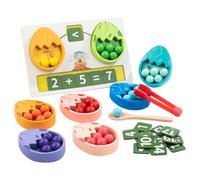 Children Educational Wooden Learning Toy Dinosaur Egg Sorting Board Beads Spoon Tongs for Color Recognition Counting Fine Motor Skills suitable for preschool classroom home playroom travel