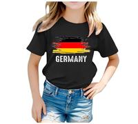 Children Flag of Germany Print Short Sleeve Round Neck T Shirt Floral Fashion Trend Bottoming Tops Sweatshirt Women