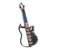 Children Foldable Music D Electronic s Guitar Toy With Touch Fretboard Lighting Bluetooth Music Sync 7 Voices USB Rechargeable Foldable Design, Carbon Red