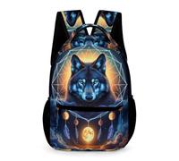 Children for Boys Dreamcatcher Wolves Rucksack Age 11 Wolf Backpack for Girls Primary Year 3 Lightweight with Side Pockets Daypack Daily Items Weekend Travel Outdoor