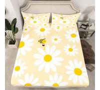 Children Girl Fitted Sheet King Size Bed Flower 3D Fitted Sheets Deep Pocket 12 inch 30 cm Bottom Sheet Ultra Soft Microfibre Bedding Set with 2 Pillowcases a.6316