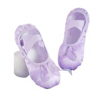 Children Girls Woman Shoes Canvas Butterfly Knots Soft Sole Ballet Slippers Practise Ballerina Dance Shoe for Dance Practice or Performance(Purple,28)