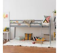 Children Grey Bunkbed Mid Sleeper, Pine Wooden Kids Bed, Grey Kids Bed