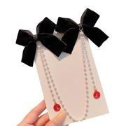Children Hair Clip With Double Bowknot And Pearls Tassels Designs For Little Girls Special Occasion And Everyday Wear
