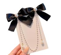 Children Hair Clip With Double Bowknot And Pearls Tassels Designs For Little Girls Special Occasion And Everyday Wear