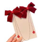 Children Hair Clip With Double Bowknot And Pearls Tassels Designs For Little Girls Special Occasion And Everyday Wear