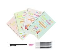 Children Handwriting Workbook - 4 Pack Grooved Letter Practice Pads, Alphabet Tracing Learning Tools Organizer | Early Education Stationery For Homeschool Preschool Classroom Daycare Travel School