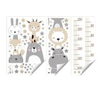 Children Height Chart Wall Sticker, Height Chart for Children, Self-Adhesive Wall Sticker Forest Animals Wall Sticker for Bedroom Playroom, Removable DIY Mural Decor