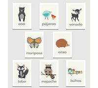 Children Inspire Design Nature Animals in Spanish Mini Collection Wall Card Prints, Animals, Flash Cards, Minimalist Design, Calming Colors, Wall Cards
