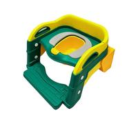 Children Junior Training Potty Toilet Toddler Baby Kids Trainer Chamber Seat Plastic Chair with Cut Out Slot for Easy Carrying, Easy Empty & Clean (Dark Green - Toilet Seat with Ladder)