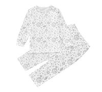 Children Kids DIY Hand Painted Set Pajama Sets for Boy and Girl Cute Funny Black White 2 Piece 4 Yr Old Clothes (Grey, 5-6 Years)