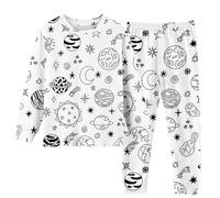 Children Kids DIY Hand Painted Set Pajama Sets for Boy and Girl Cute Funny Black White 2 Piece Infant Headband (Black, 8-9 Years)