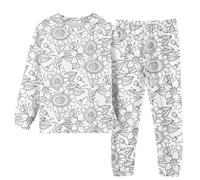 Children Kids DIY Hand Painted Set Pajama Sets for Boy and Girl Cute Funny Black White 2 Piece Pant Shirt (Dark Gray, 3-4 Years)