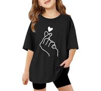 Children Kids Girls Short Sleeve T Shirts Kids Summer Oversized Tops Casual Crewneck Basic Tees Stylish Girls Top Black