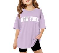 Children Kids Girls Short Sleeve T Shirts Kids Summer Oversized Tops Casual Crewneck Basic Tees Tween Girls Tops Light Purple
