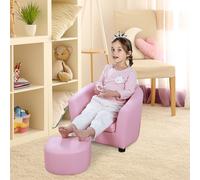 HOMCOM Kids Mini Sofa Children Armchair with Ottoman for Bedroom Playroom Pink