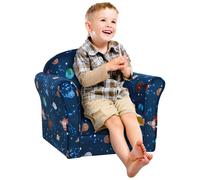 HOMCOM Kids Mini Armchair Planet-themed Chair with Wooden Frame, Blue