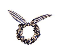Children Kids Rabbit Ears Hair Band Women Girl Multicolor Elastic Hairband Polka Dot Hair Rope Navy blue rice stripes