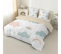 Children King Size Duvet - White Rainbow Coverless Duvet King Size Soft Quilt lightweight Comforter Sets for all Seasons and Machine Washable - King 230x220cm AL1H61