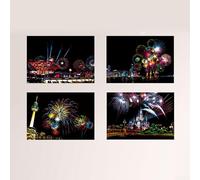 Children Kit 4 Designs per Set City Night Building Scenes with Classical Ancient Modern City Fireworks and Blossom Themes (Fireworks)