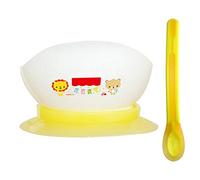 Children Learn to Eat Anti-Fall Practice Chopsticks with Lid Sucker Bowl Spoon Set Yellow