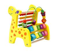 Children Learning Abacus Wooden Math Toy Bead Maze Number Tile Creative Animal Shape Bright Visage Design Suitable for Visual Learning Educational Home Preschool