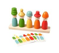 ＡＷＨＡＯ Children Learning Doll Peg Doll Matching Toy Wooden Sorting Board With Interchangeable Faces And Hats Emotion Recognition Cards Solid Suitable for preschool homeschool classroom
