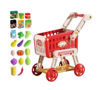Children Market Cart - Play Store Basket , Interactive Supermarket Kit | Lightweight Push Trolley With Assorted Kitchen Food Pieces, Supports Early Education Creativity Development,