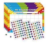Children Motivational Sticker and My Reward Chart Card Set Sparkling Star Sticker for Children Good Behavior Tracking Homework Reward Chart