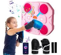 Children Music Boxing Machine with Boxing Gloves, Smart Music Boxing Machine with Bluetooth, Adjustable Light, Wall Target Training Devices for Adult Kid Home Exercises (Pink)