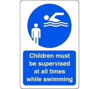 Children must be supervised at all times while swimming - no swimming, no diving, deep water, slippery- 3mm Aluminum Dibond for indoor/outdoor usage (300mm x 200mm) 7m Viewing Distance.