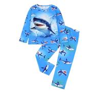 Children Nightwear Sets Breathable Sleepwear Fluffy Fleece Pjs Kid Lounge Wear Personalized Pyjama Teen Family Matching Pajamas for Age 4-16 Years Sky Blue
