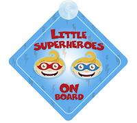 Children on Board Car Sign - Little Superheroes Design with Strong Suction Cup | QG Ltd
