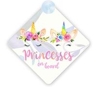 Children on Board Car Sign - Unicorn Princesses 002 Design with Strong Suction Cup | QG Ltd