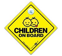 Children on Board Car Window Sign With Suction Cup - Baby on Board Style For Children in The Car