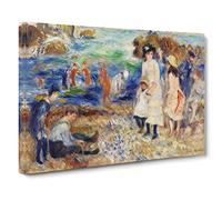 Children On The Seashore By Pierre Auguste Renoir Canvas Print | Gallery Wrapped 30mm Frame Wall Art | 24x16 inches | Ready to Hang | Impressionist People Picture | Living Room Bedroom Lounge Office