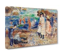 Children On The Seashore By Pierre-Auguste Renoir Canvas Print | Gallery Wrapped 30mm Frame Wall Art | 30x20 inches | Ready to Hang | Impressionist People Picture | Living Room Bedroom Lounge Office